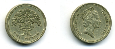 Великобритания 1 фунт 1987 Елизавета II (1952-2022) KM 948, Spink 4333 никель латунь 57-216