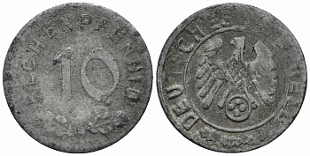 ГЕРМАНИЯ ЖЕТОН ИГРОВОЙ НА 10 РЕЙХСПФЕННИГОВ ND цинк 112-454