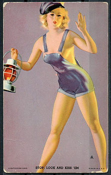 США открытка 1950-ые серия пинап (Pin-Up), остановись, посмотри и поцелуй их (stop, look and kiss em) 6352-23-2-2