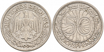 Германия 50 рейхспфеннигов 1928 A KM 49, J.324 никель 73-1245