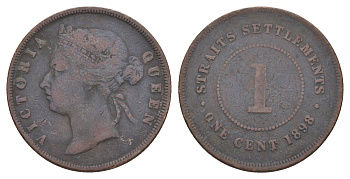 Стрейтс-Сетлментс (Стрейтс Сетлментс) 1 цент 1898 Виктория (1837-1901) KM 16 бронза 4654-141