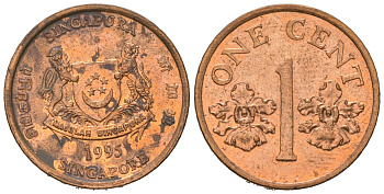 Сингапур 1 цент 1995 KM 98 цинк плакированный медью 4623-412