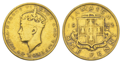 Ямайка 1 пенни 1942 KM 32 никель латунь 4628-512