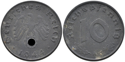 Германия 10 рейхспфеннигов 1944 А KM 101, J. 371 цинк 4116-613
