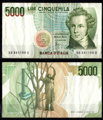 Италия 5000 лир 1985 Pick 111 c бумага 2198-28-2-1
