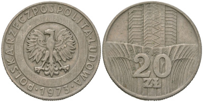 Польша 20 злотых 1973 MW Y 67 медно-никель 4619-633