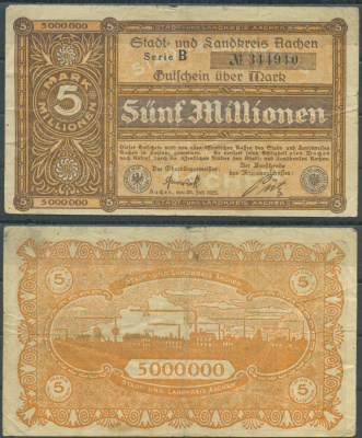 Аахен 5000000 марок 1923 бумага 6285-43-1-2
