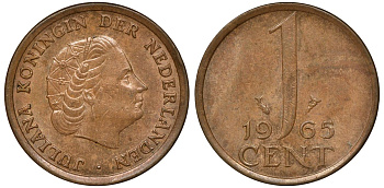 Нидерланды 1 цент 1965 Юлиана (1948-1980) КМ 180 бронза 72-1066