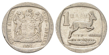 ЮАР 1 ранд 1992 KM 138 медь плакированная никелем 4627-237