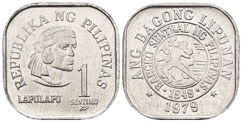 Филиппины 1 сентимо 1979 вождь острова Мактан Лапу-Лапу KM 205 алюминий  UNC  220-1066