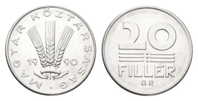 Венгрия 20 филлеров 1990 BP KM 676 алюминий UNC 4668-211