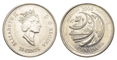 Канада 25 центов 2000 Миллениум - Изобретательность KM 380 сталь плакированная никелем aUNC 4637-933