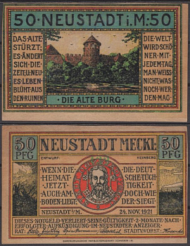 Нойштадт 50 пфеннигов 1921 DeNG 2 962.1-1/3 бумага UNC (пресс) 8592-17-1-1