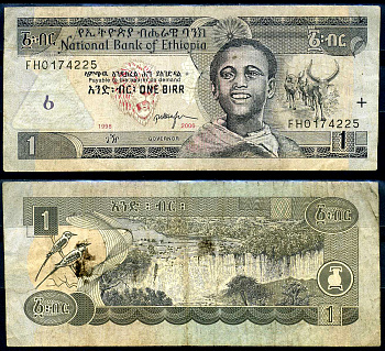 Эфиопия 1 быр ED 1998 AD 2006 Pick 46 d бумага 8592-3-3-1