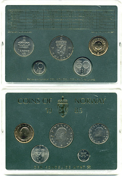 НОРВЕГИЯ ГОСНАБОР ИЗ 5 МОНЕТ 1985 UNC 06-081-7