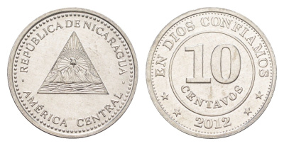 Никарагуа 10 сентаво 2012 KM 105 алюминий UNC 4640-1034
