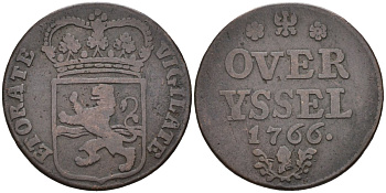 Оверэйсел (Overyssel), Нидерланды 1 дуит 1766 KM 102 медь 4575-1243