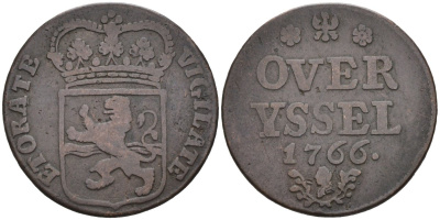 Оверэйсел (Overyssel), Нидерланды 1 дуит 1766 KM 102 медь 4575-1243
