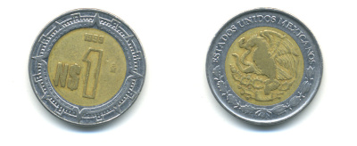 Мексика 1 песо 1993 KM 550 биметалл 176-1232