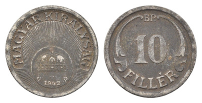 Венгрия 10 филлеров 1942 BP KM 507a железо 4665-745
