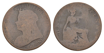 Великобритания 1/2 пенни ND (1895-1901) Виктория (1837-1901) KM 789, Spink 3962 бронза 54-1244