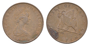 Остров Мэн 1 пенни 1976 PM, Елизавета II (1952-2022) KM 33 бронза 4651-351