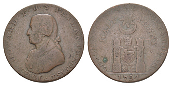 Великобритания, Хэмпшир, Портсмут 1/2 пенни 1794 токен Dalton & Hamer 55 медь 1526-811