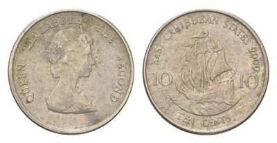 Восточные Карибы 10 центов 2000 KM 13 медно-никель 4623-526
