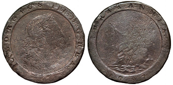 Великобритания 2 пенса 1797 Георг III (1760-1820), большой формат KM 619, Spink 3776 медь 00-1067-4-62