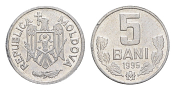 Молдавия (Молдова) 5 бань (бани) 1995 редкий год KM 2 алюминий UNC 4632-755