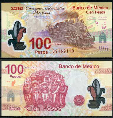 Мексика 100 песо 2007 Pick 128 d пластик UNC (пресс) 8602-44-1-2