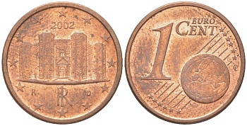 Италия 1 евроцент 2002 KM 210 сталь плакированная медью 4614-668