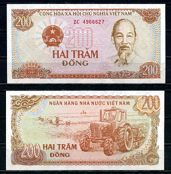 Вьетнам 200 донгов 1987 Pick 100 c бумага UNC (пресс) 2195-48-2-2