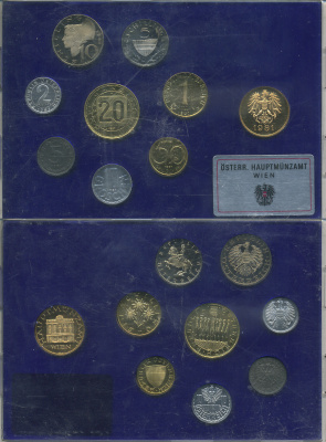 АВСТРИЯ НАБОР ИЗ 8 МОНЕТ + ЖЕТОН МОНДВОРА 1981 ОФИЦИАЛЬНЫЙ НАБОР, 2, 5, 10, 50 ГРОШЕЙ, 1, 5, 10, 20 ШИЛЛИНГОВ, ДЕВЯТЬ АВСТРИЙСКИХ ПРОВИНЦИЙ, В ПЛАСТИКЕ KM PS 41 PROOF 6-6-2-2