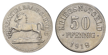 Брауншвейг 50 пфеннигов 1918 Funck 56.3, Men05 3454.4, Men18 4388.4 железо 4637-1235