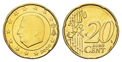Бельгия 20 евроцентов 2000 Альберт II (1993-2013) KM 228 нордик UNC 4629-727