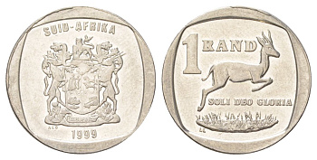 ЮАР 1 ранд 1999 KM 164 медь плакированная никелем aUNC 4627-347