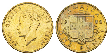 Ямайка 1 пенни 1952 KM 35 никель латунь 4628-623