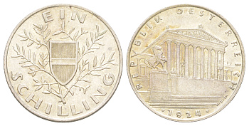 Австрия 1 шиллинг 1924 KM 2835 серебро aUNC 441-443