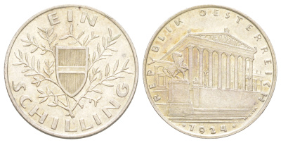 Австрия 1 шиллинг 1924 KM 2835 серебро aUNC 441-443