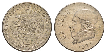 Мексика 1 песо 1971 Хосе Мария Морелос KM 460 медно-никель 4628-956