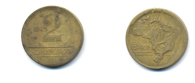 БРАЗИЛИЯ 2 КРУЗЕЙРО 1945 KM 559 алюминевая бронза 76-941