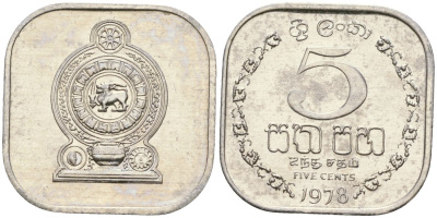 Шри-Ланка 5 центов 1978 KM 139a алюминий 4136-554