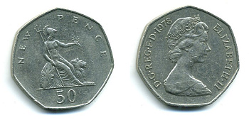 Великобритания 50 пенсов 1978 Елизавета II (1952-2022) KM 913, Spink 4223 (H1) медно-никель 59-1243
