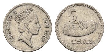 Фиджи 5 центов 1986 KM 51 медно-никель 4687-1155