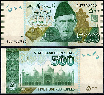 Пакистан 500 рупий 2017 Pick 49Ai1 бумага UNC (пресс) 7202-14-2