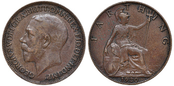 Великобритания 1 фартинг 1920 Георг V (1910-1936) KM 808.2 Spink 4060 бронза 4609-1039