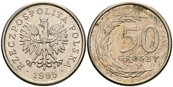 Польша 50 грошей 1995 MW KM 281 медно-никель 4364-1657
