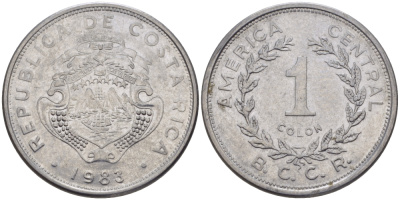 КОСТА-РИКА 1 КОЛОН 1983 В.С.С.R. KM 210.1 нержавеющая сталь 31-552