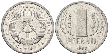 ГДР 1 пфенниг 1983 А KM 8.2 алюминий 4623-444